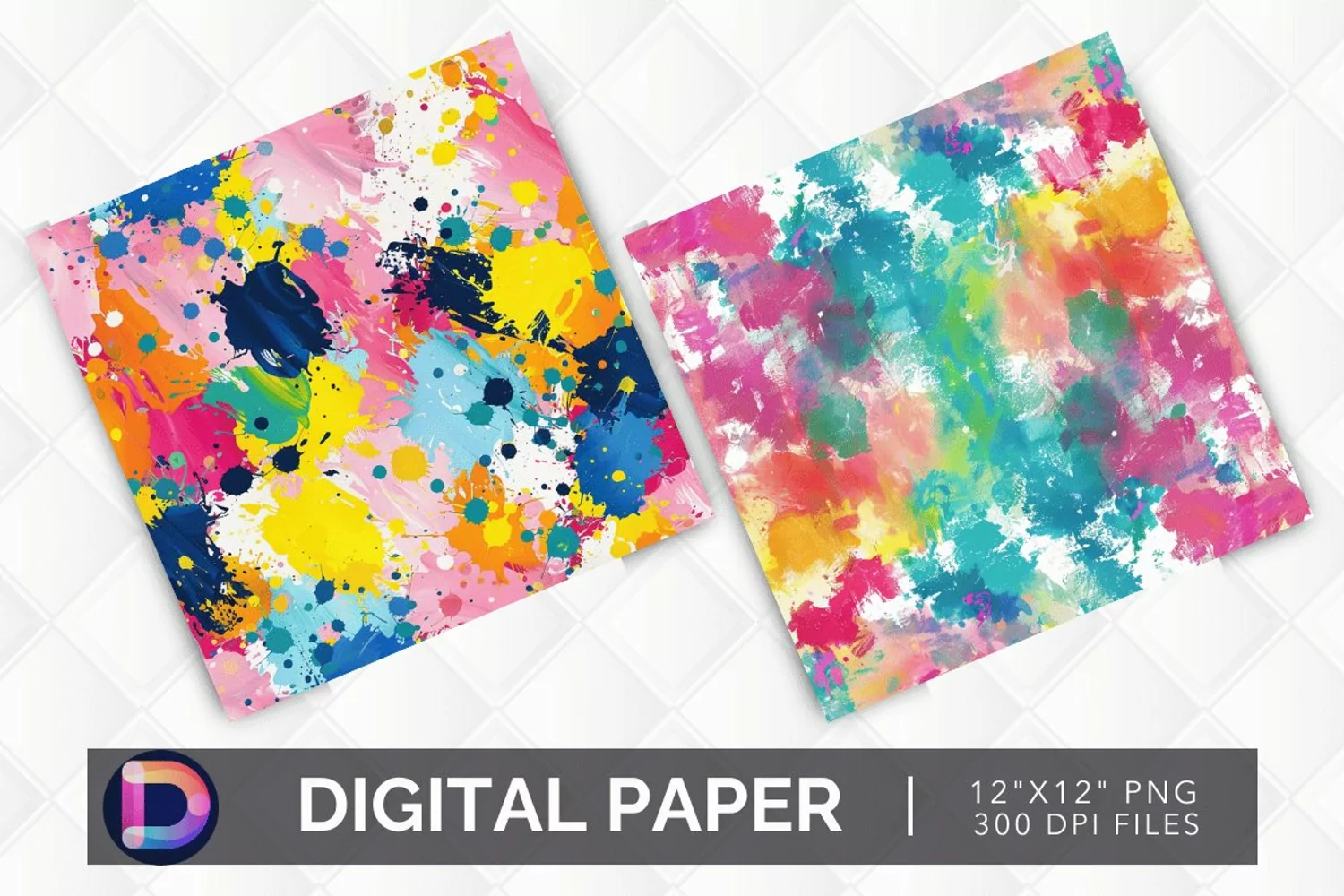 Colorful Paint Splotch Digital Paper product image 1