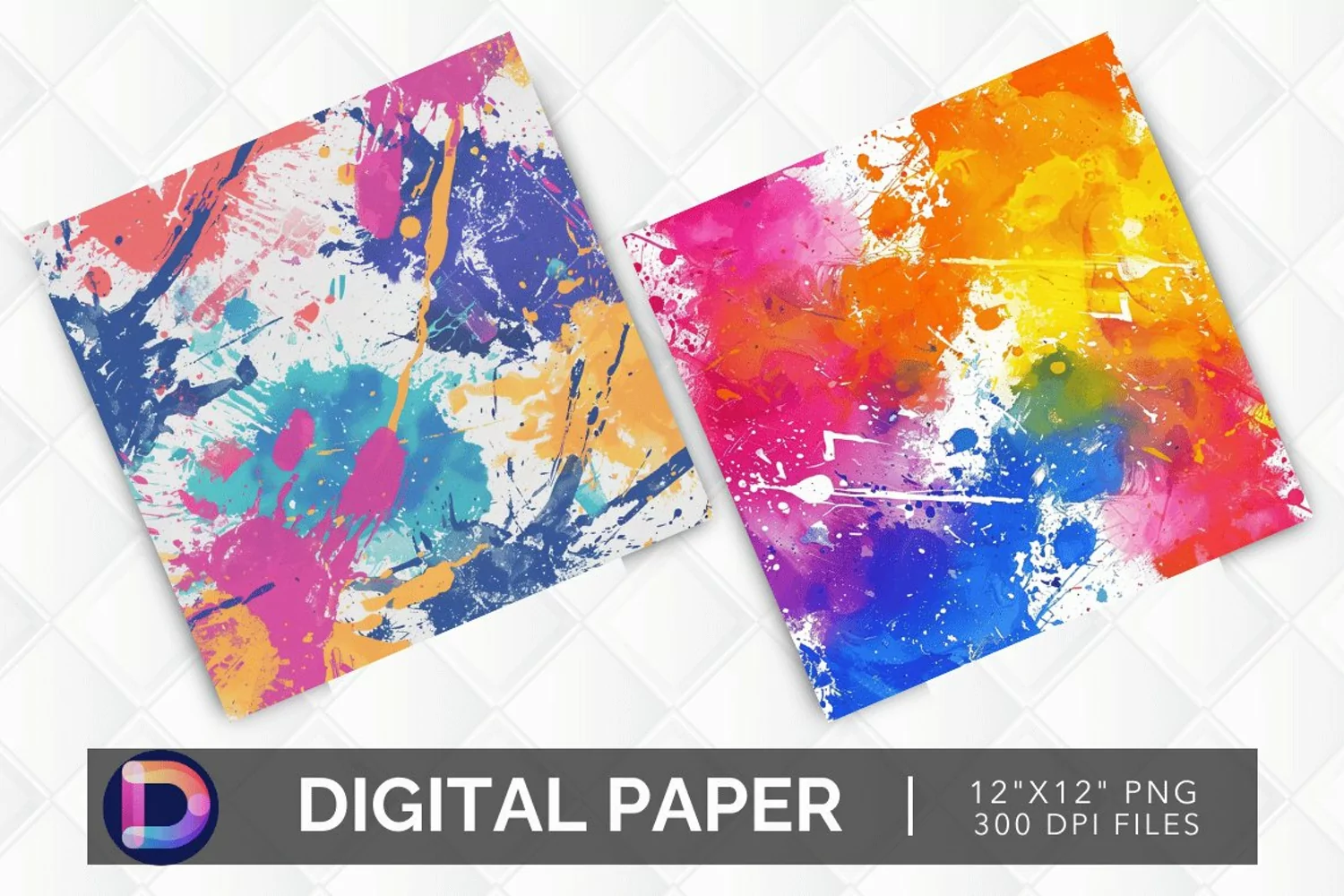 Colorful Paint Splotch Digital Paper product image 1
