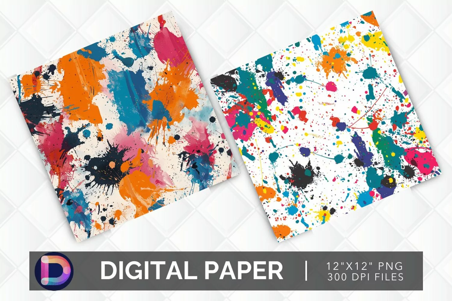 Colorful Paint Splotch Digital Paper product image 1