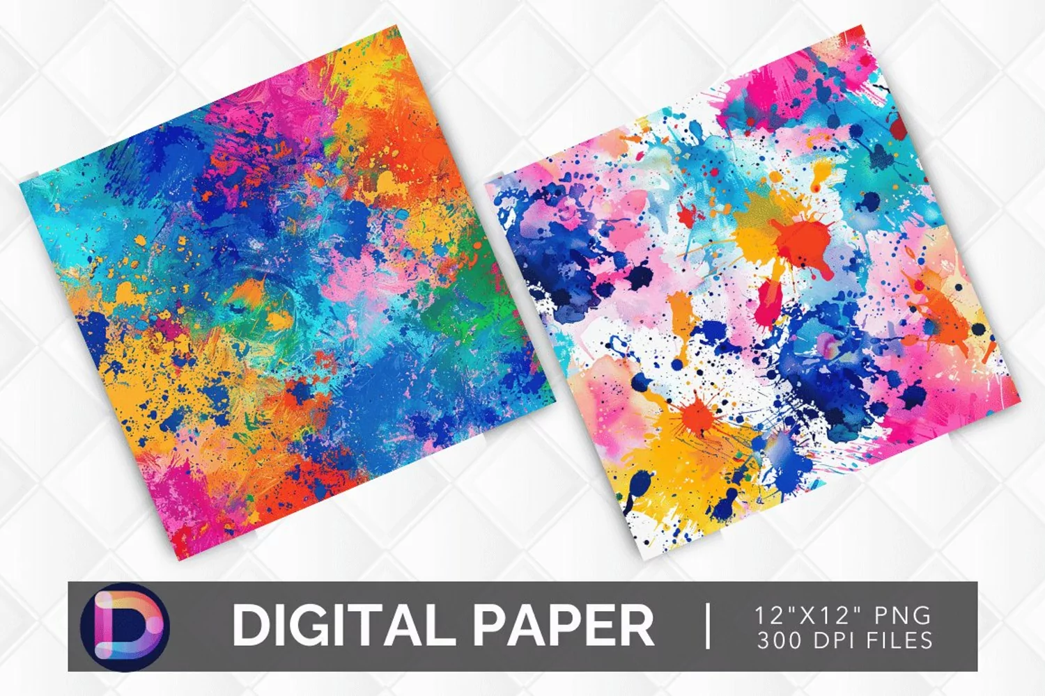 Colorful Paint Splotch Digital Paper product image 1