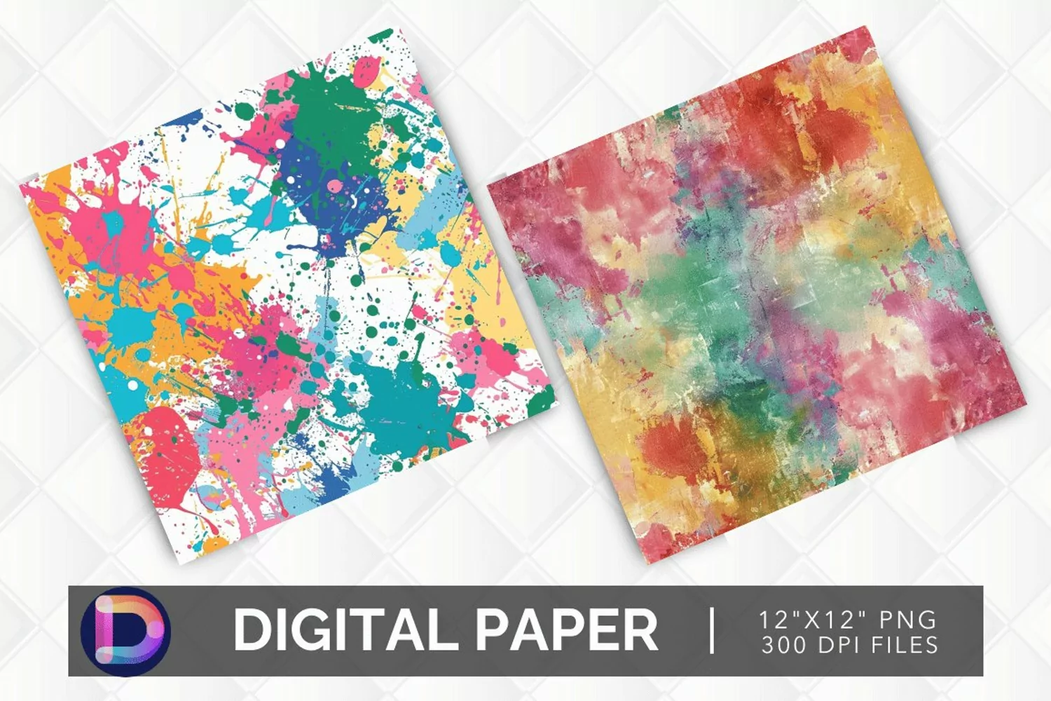 Colorful Paint Splotch Digital Paper product image 1