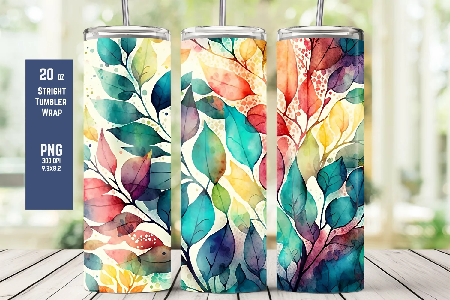 Colorful Floral Pattern Tumbler Wrap for Sublimation T10 product image 1