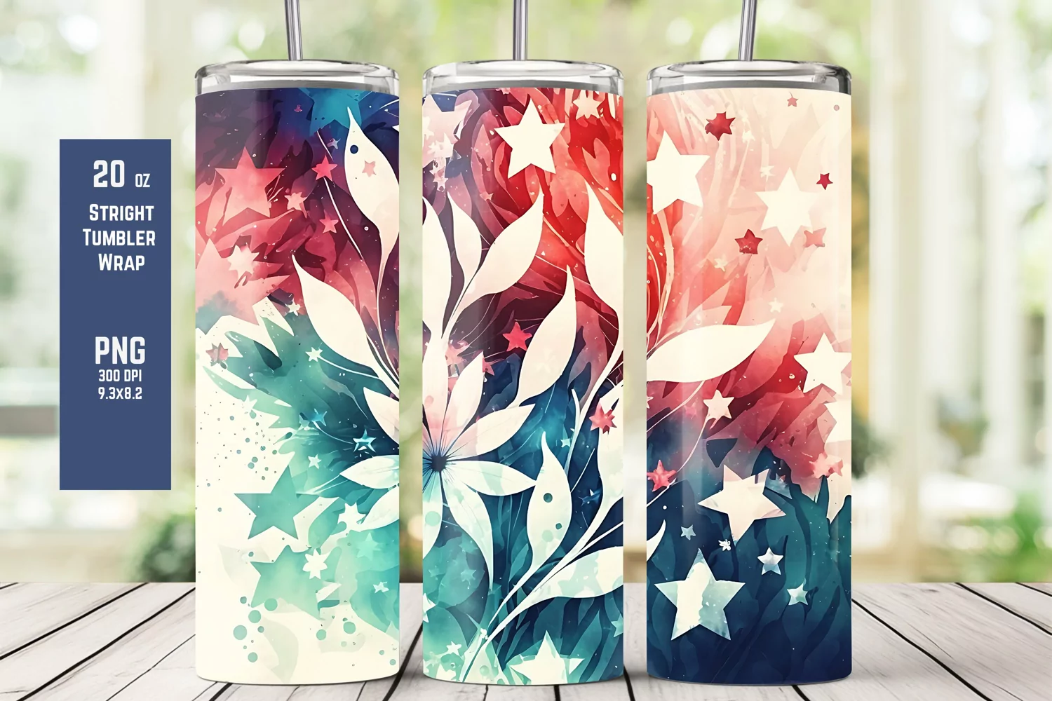 Colorful Floral Pattern Tumbler Wrap for Sublimation T8 product image 1