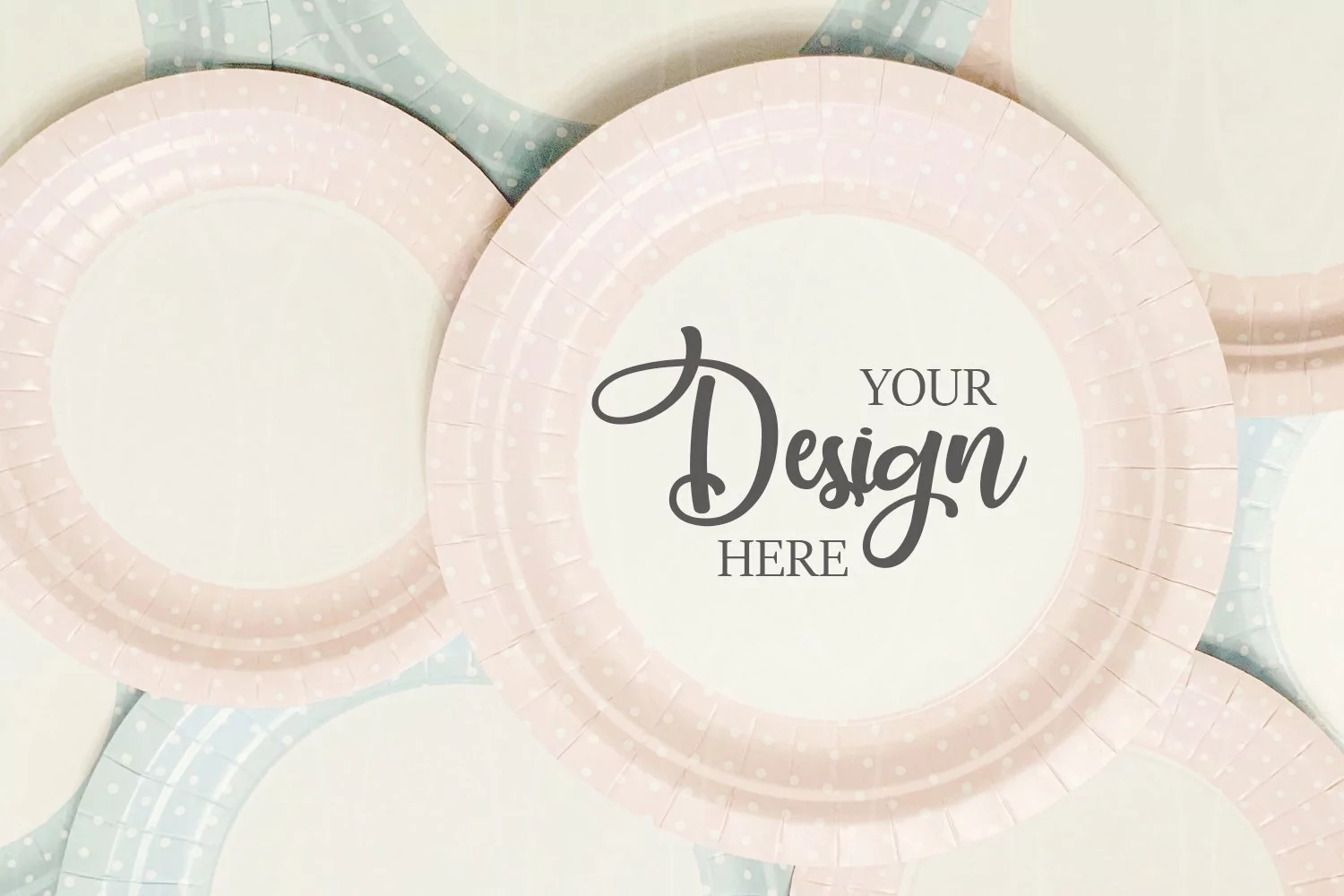 Mockup pink Plates photo Disposable tableware Mock-ups product image 1