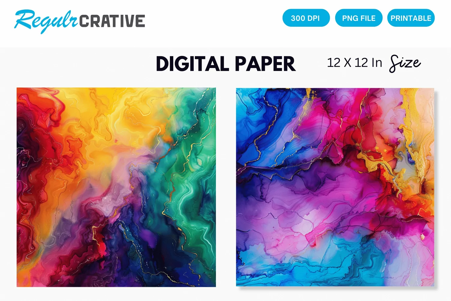Colorful Psychedelic Alcohol Ink Digital Paper product image 1
