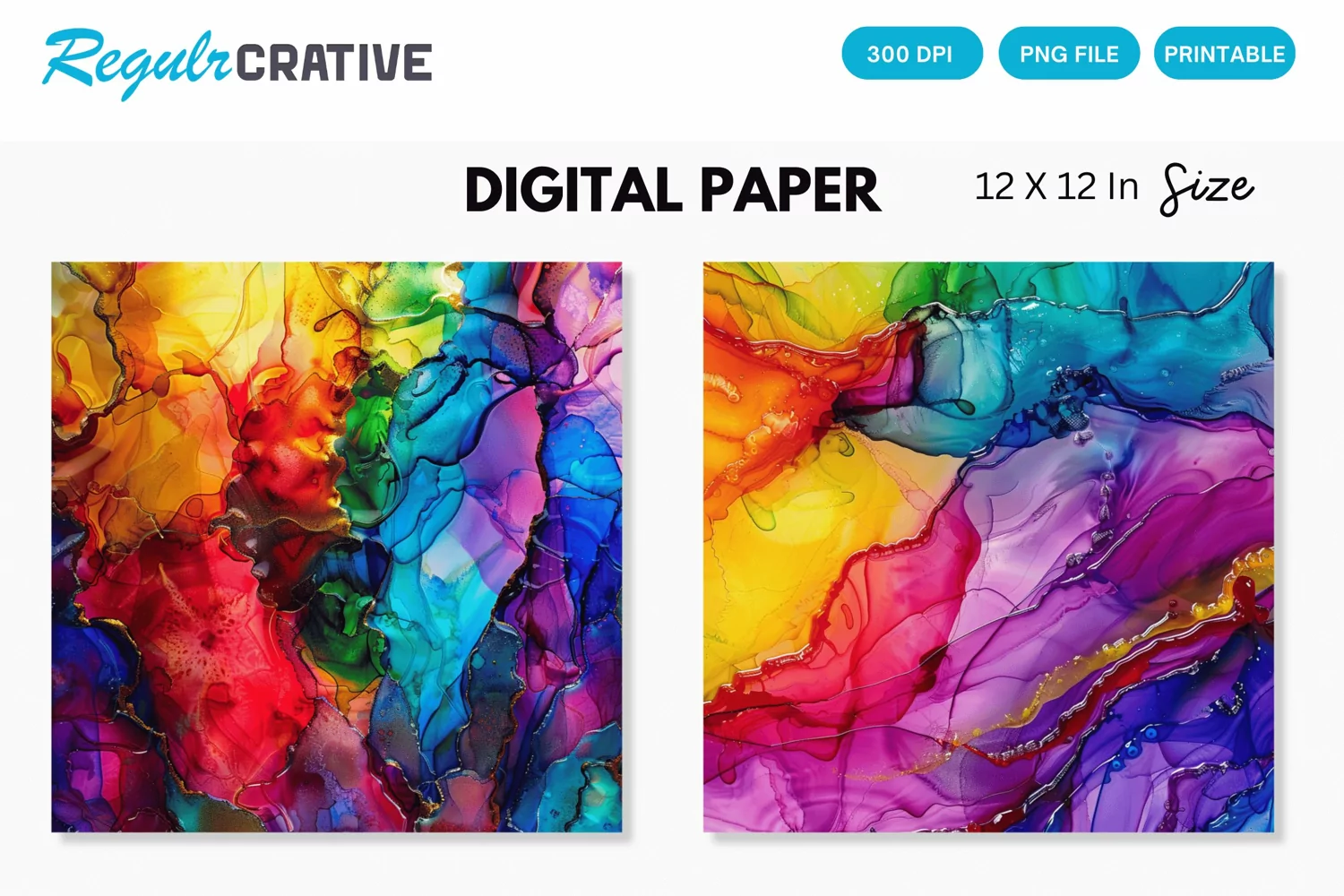Colorful Psychedelic Alcohol Ink Digital Paper product image 1