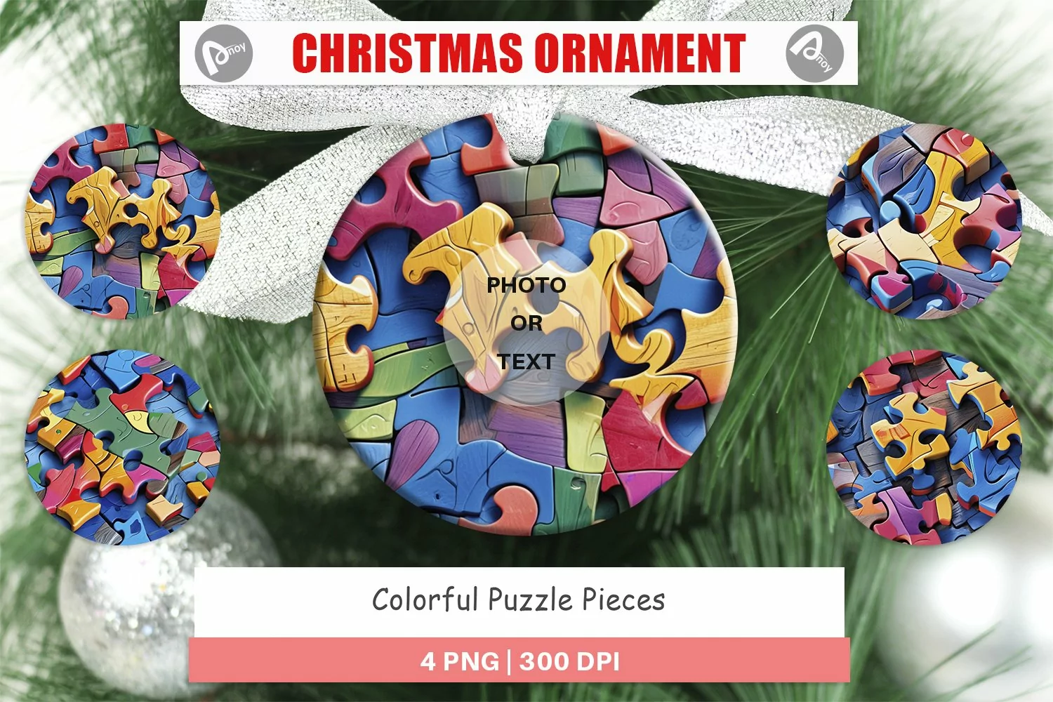 Christmas Ornaments Colorful Puzzles Pattern product image 1