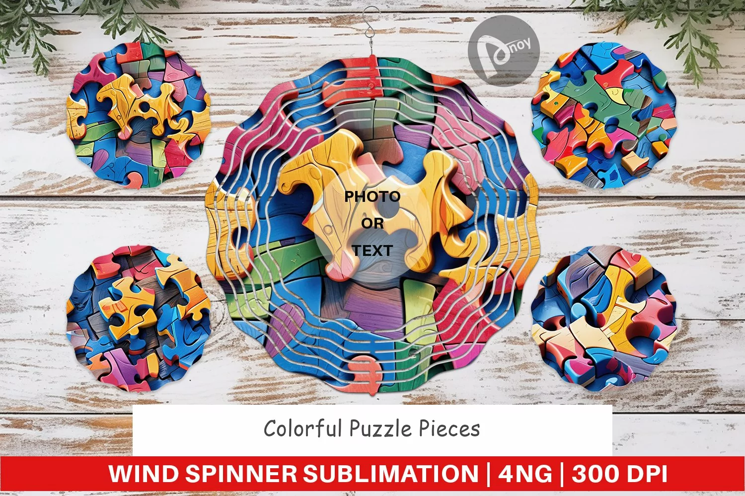Wind Spinner Colorful Puzzles Pattern product image 1