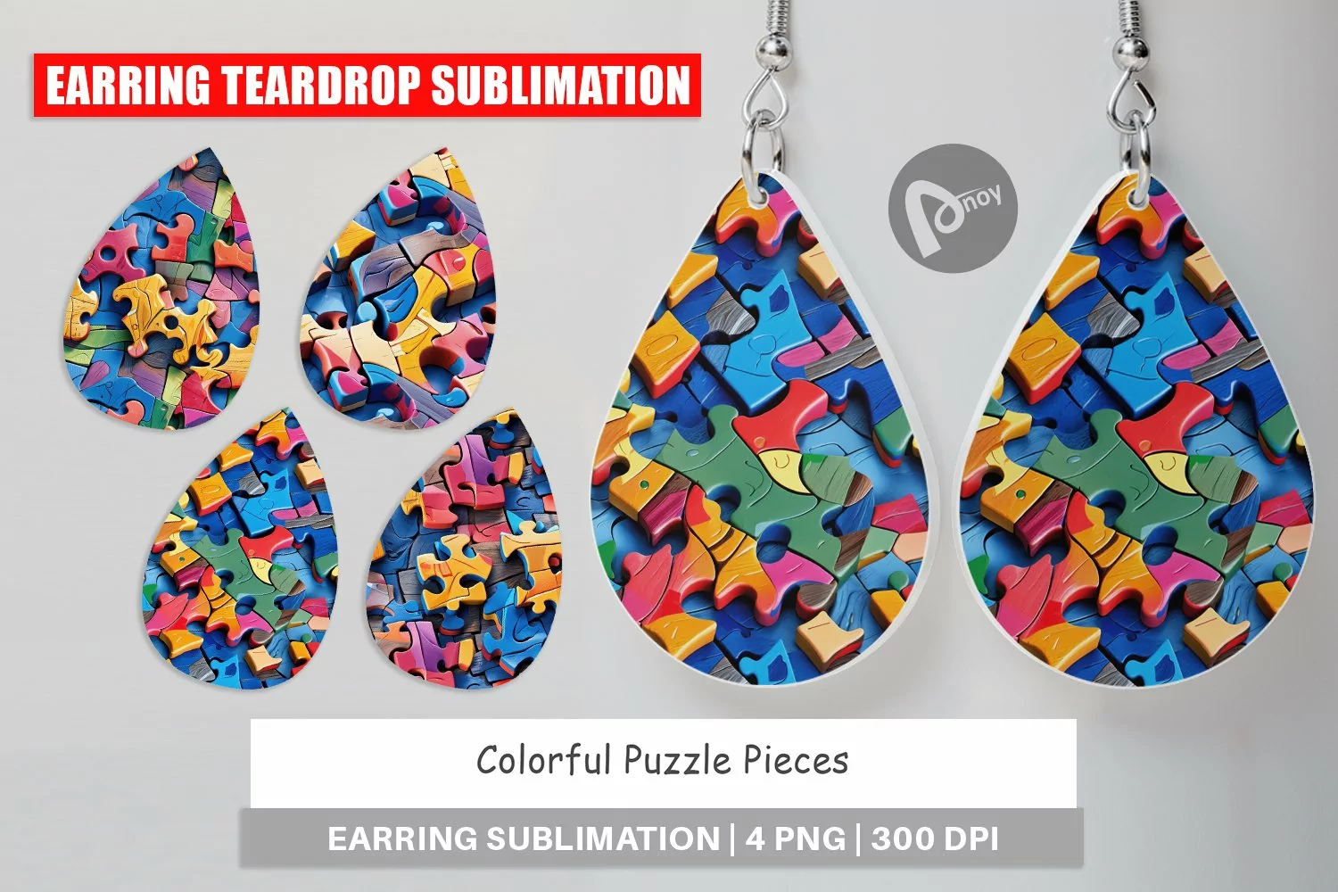 Earring Teardrop Colorful Puzzles Pattern product image 1