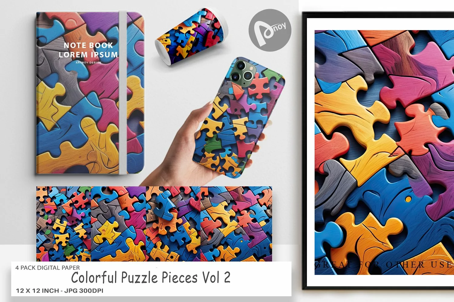 Digital Paper Colorful Puzzle Pieces product image 1