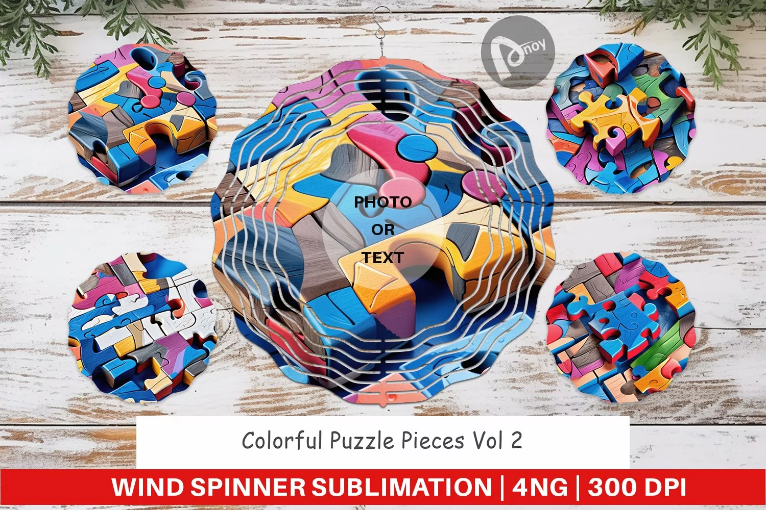Wind Spinner Colorful Puzzles Pattern product image 1