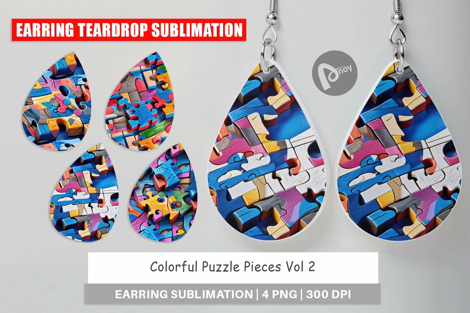 Earring Teardrop Colorful Puzzles Pattern product image 1