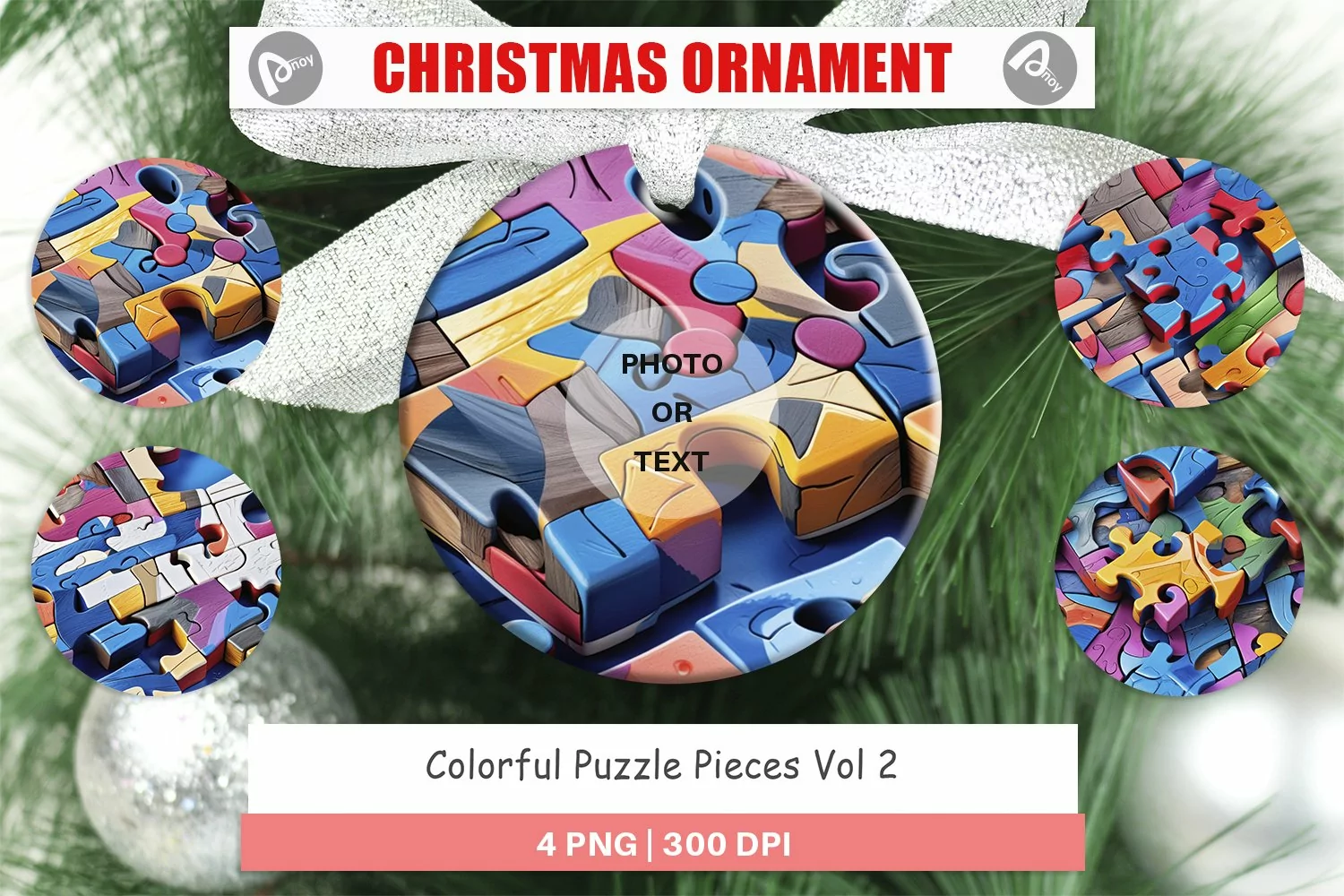 Christmas Ornaments Colorful Puzzles Pattern product image 1