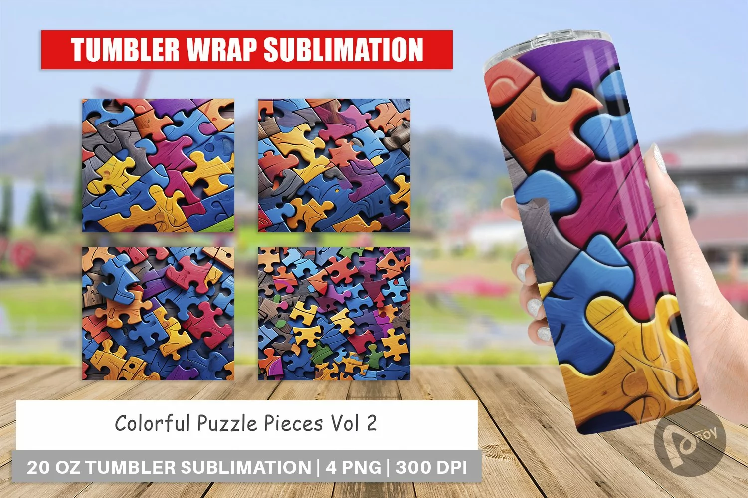 Tumbler Wrap Colorful Puzzle Pieces product image 1