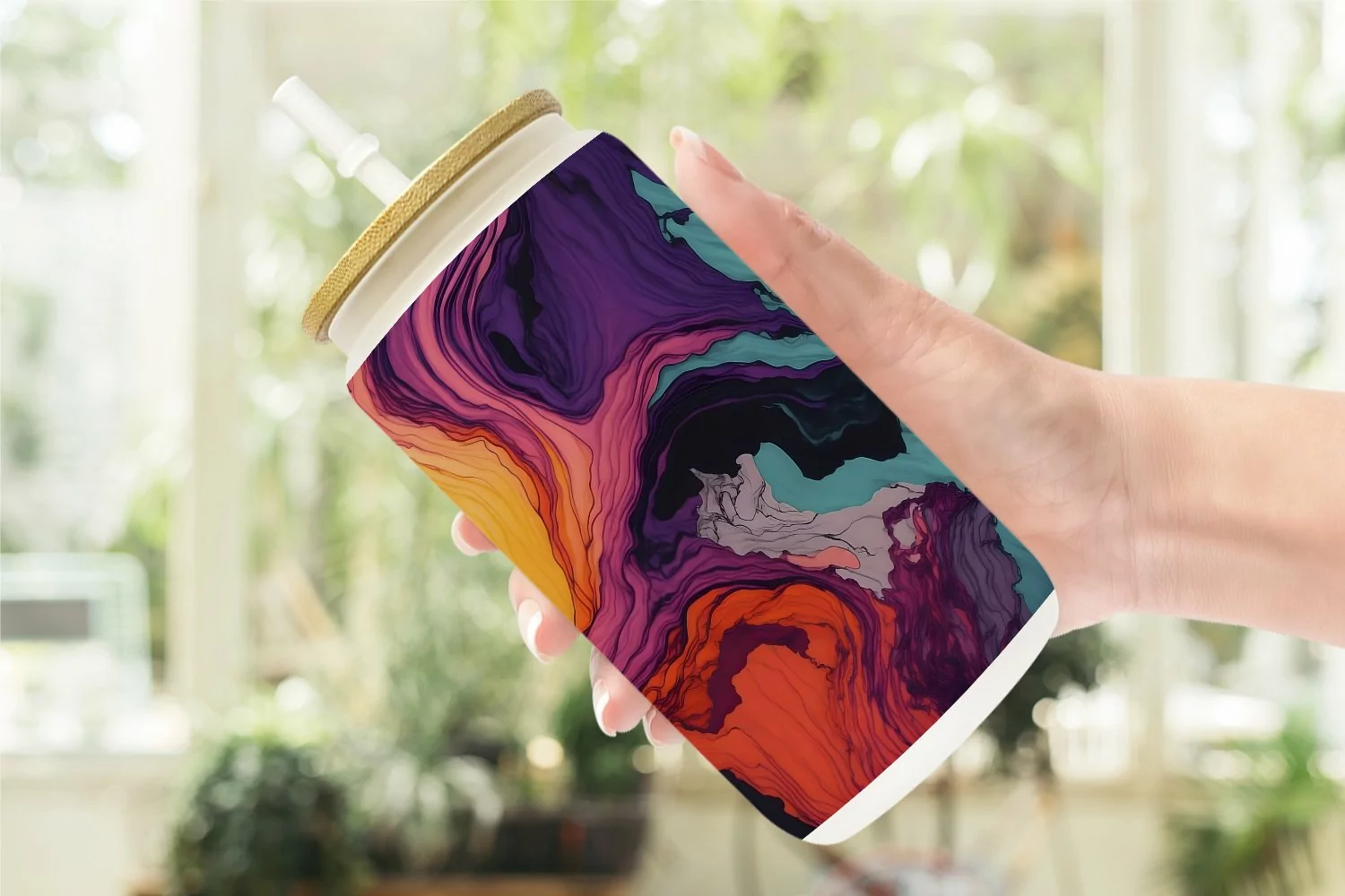 Colorful Alcohol Ink Glass Can Wraps product image 1