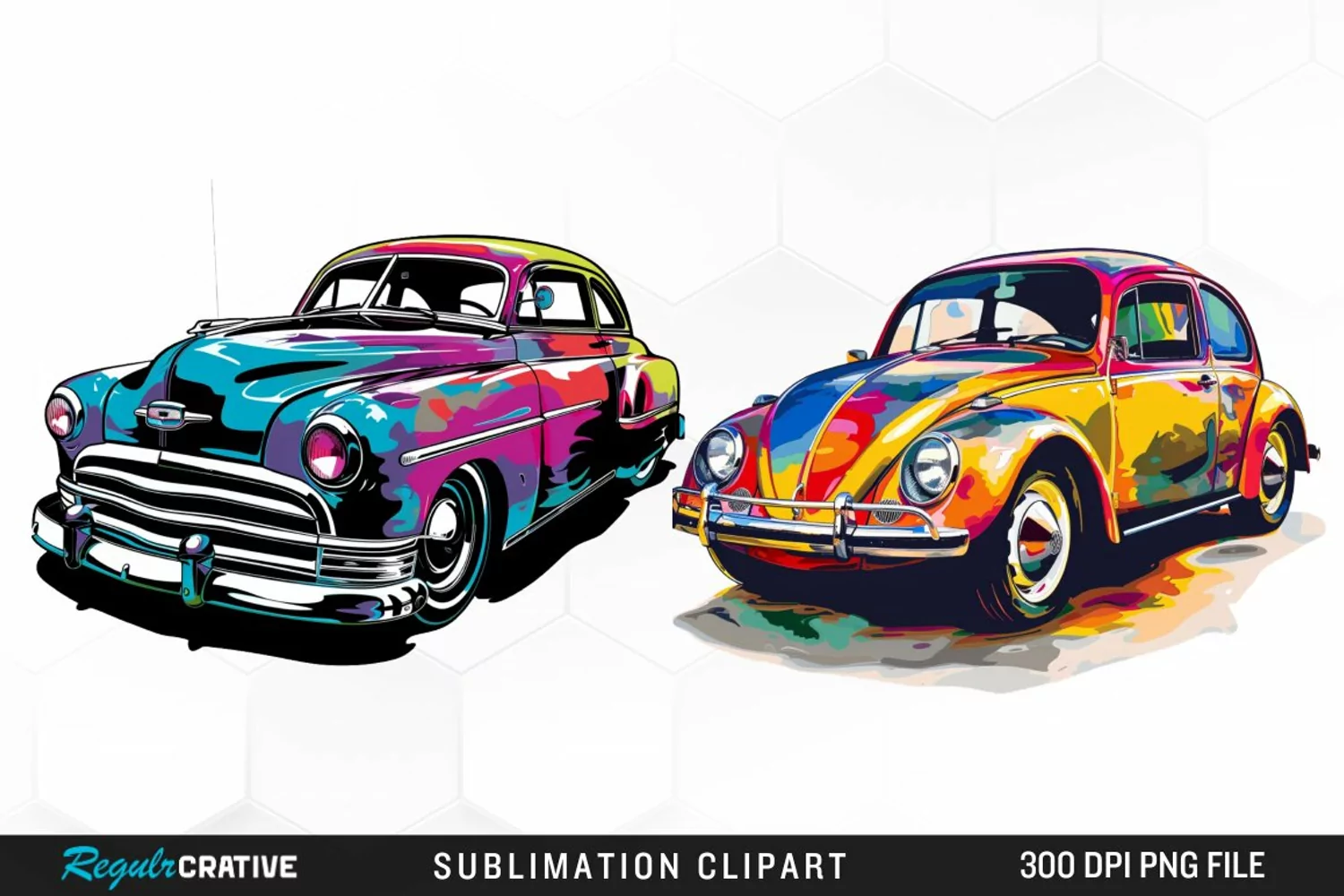 Colorful Retro Car Design Clipart product image 1