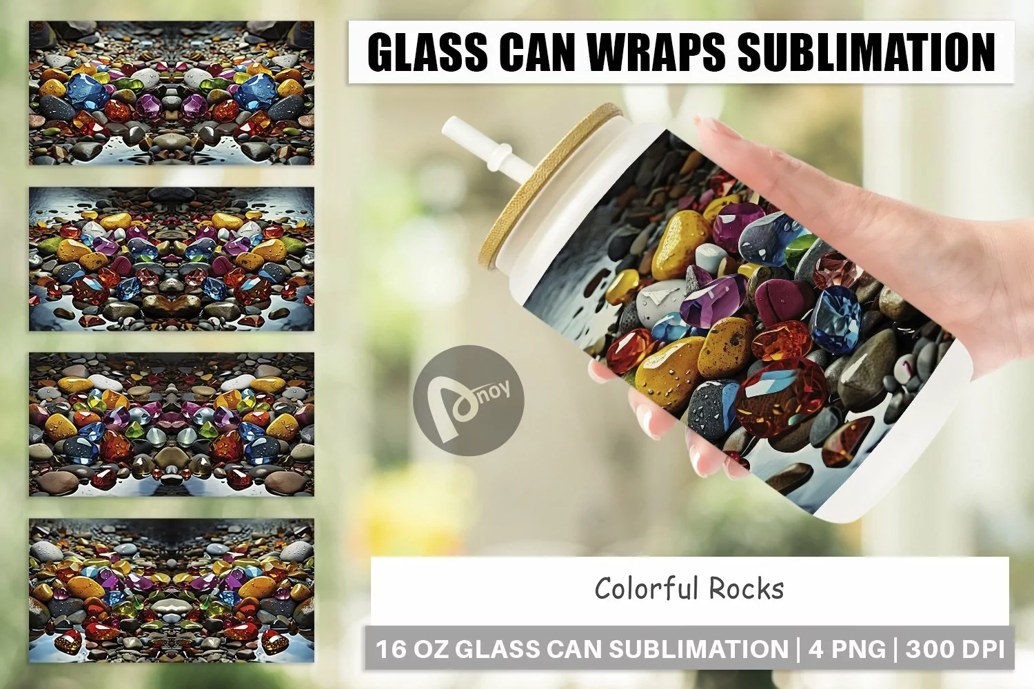 Glass Can Wraps Colorful Rocks product image 1