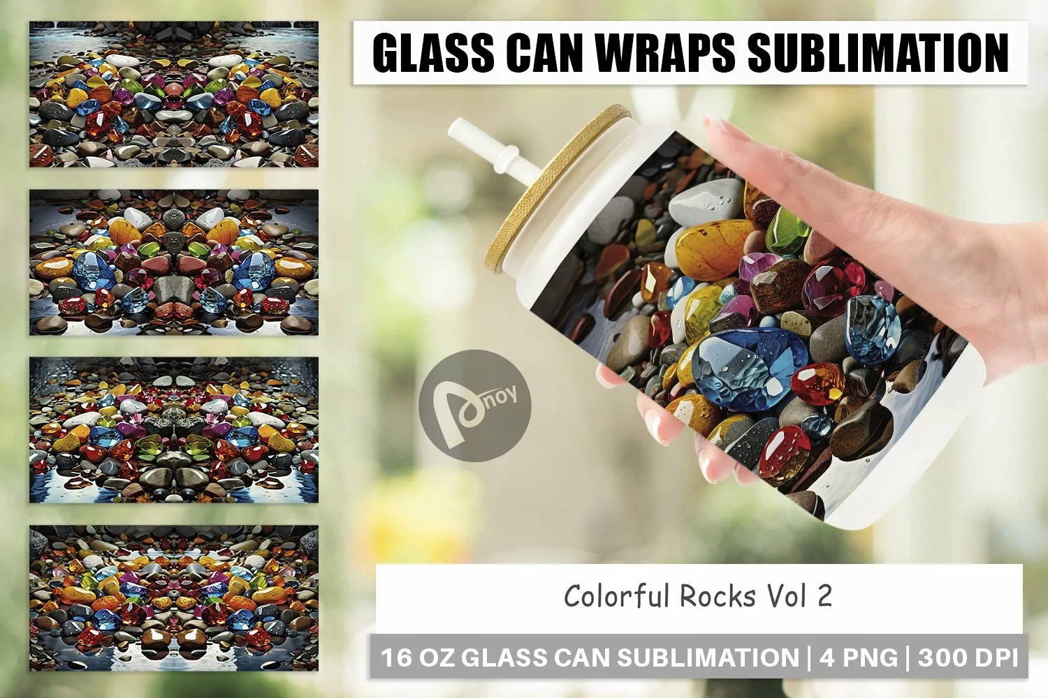 Glass Can Wraps Colorful Rocks product image 1
