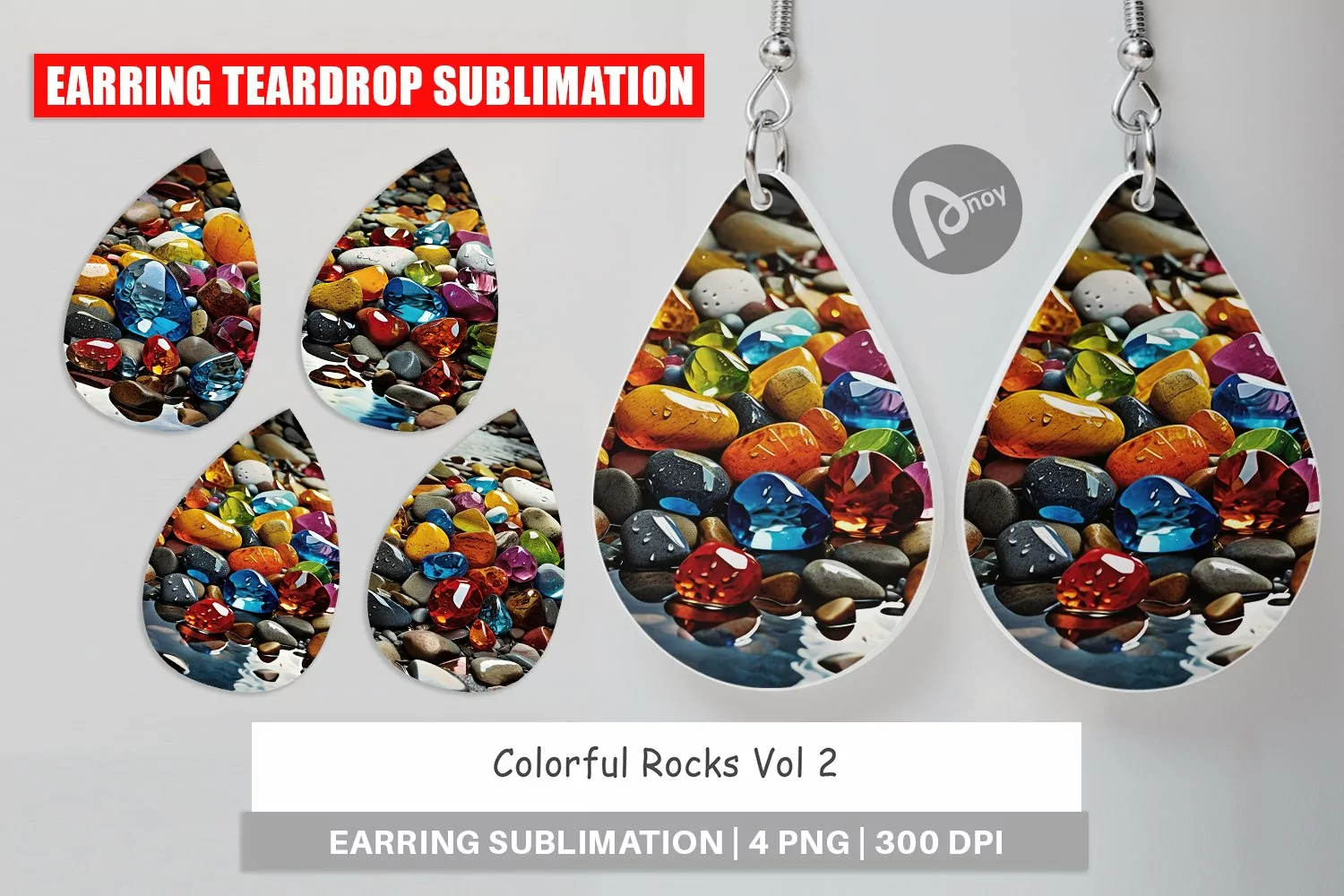 Earring Teardrop Colorful Rocks product image 1