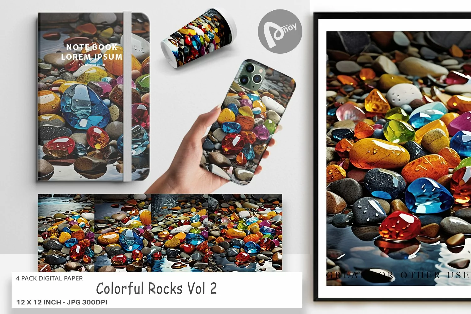 Digital Paper Colorful Rocks product image 1