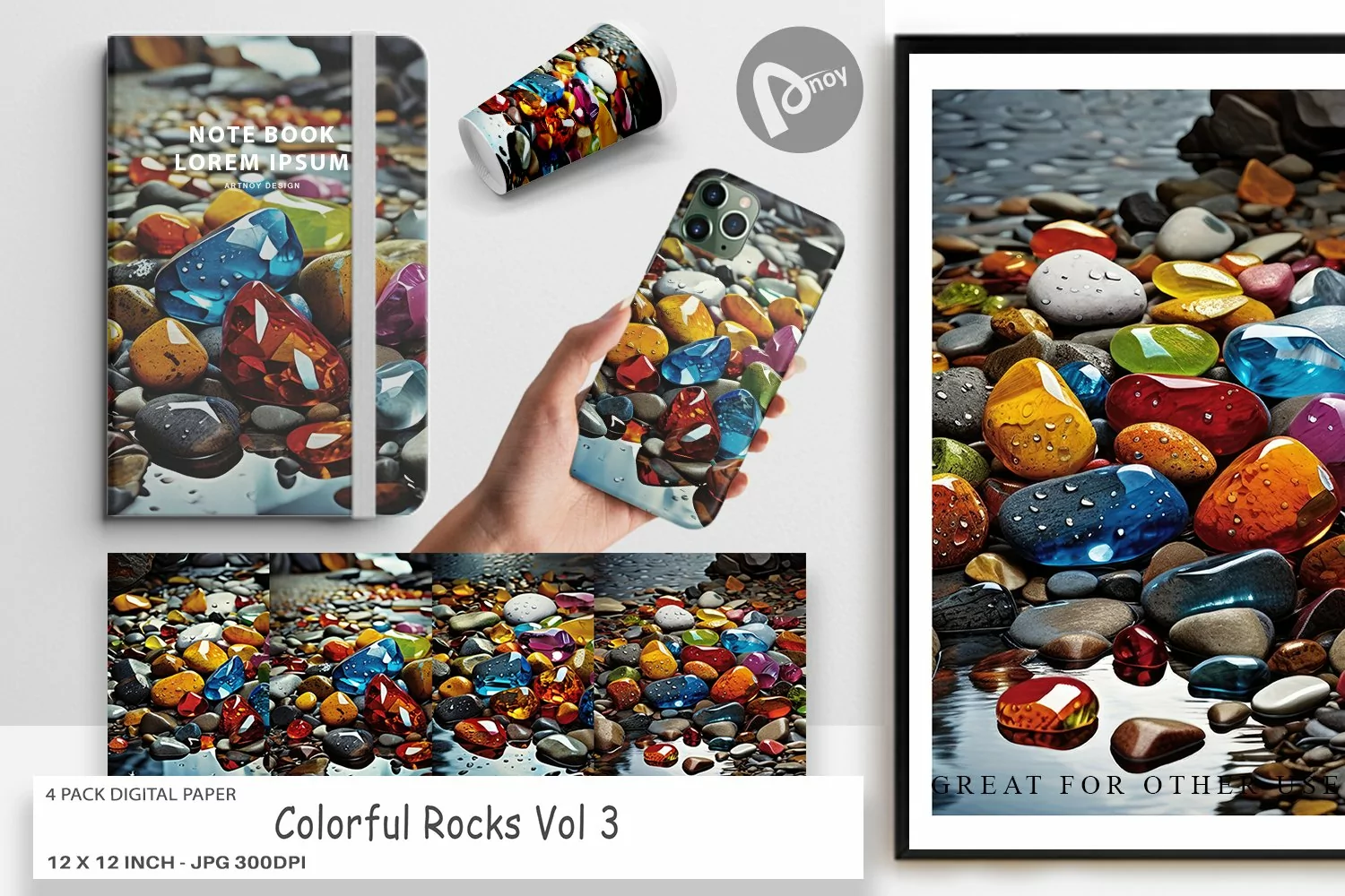 Digital Paper Colorful Rocks product image 1