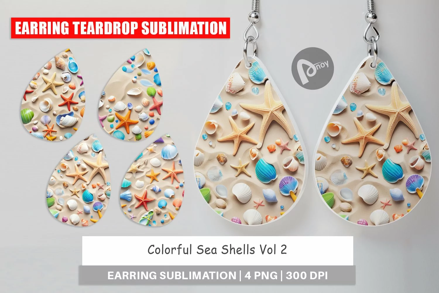 Earring Teardrop Colorful Seashells product image 1