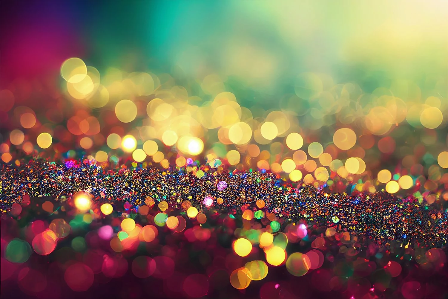 Colorful shiny background glitter sparkles bokeh lights. Christmas background