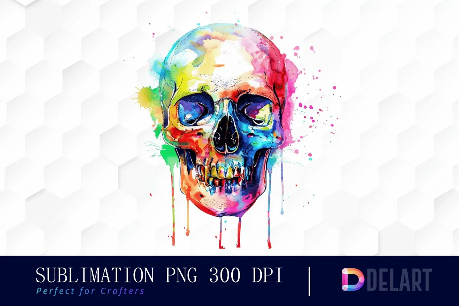 Colorful Skull Illustration Clipart product image 1