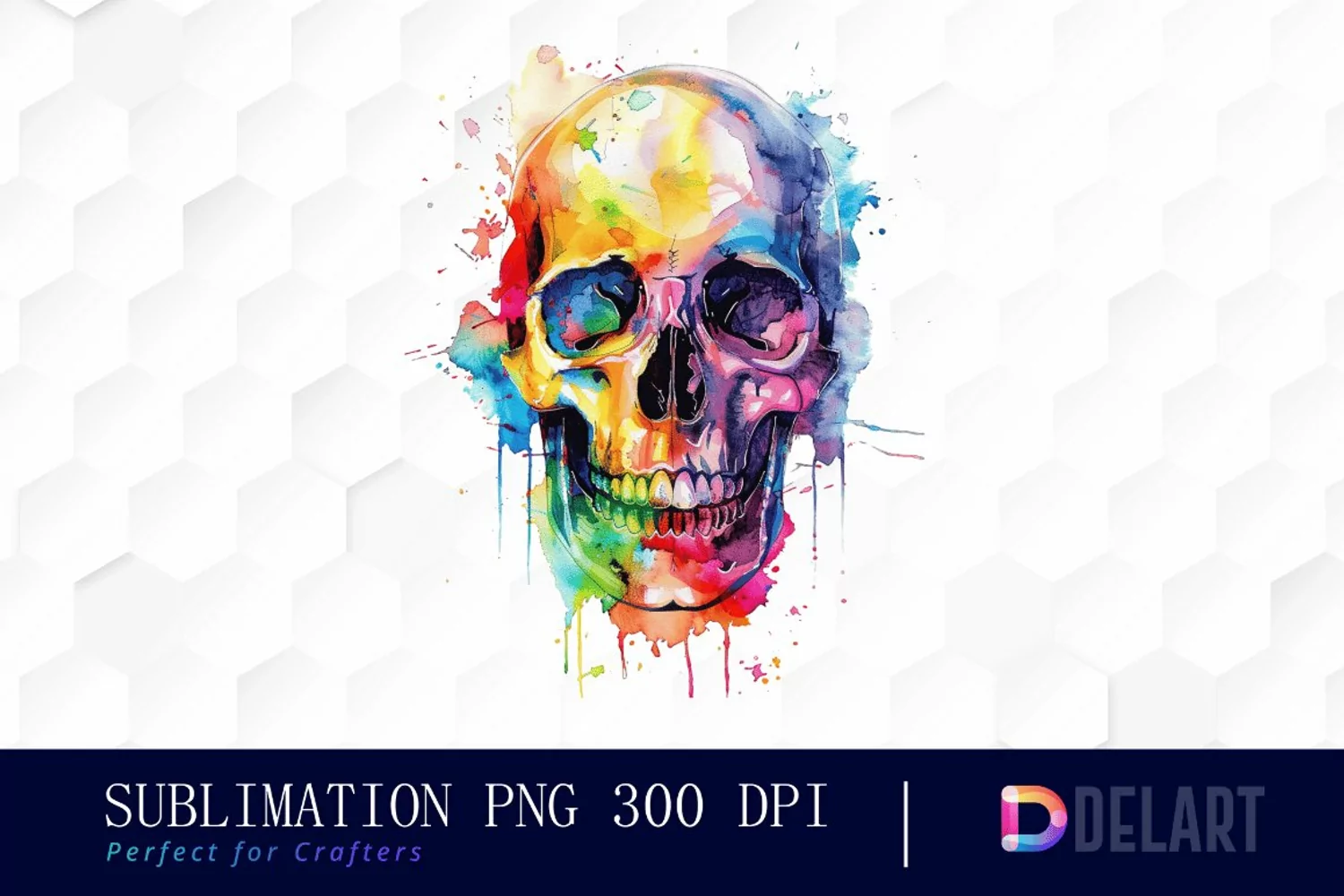 Colorful Skull Illustration Clipart product image 1