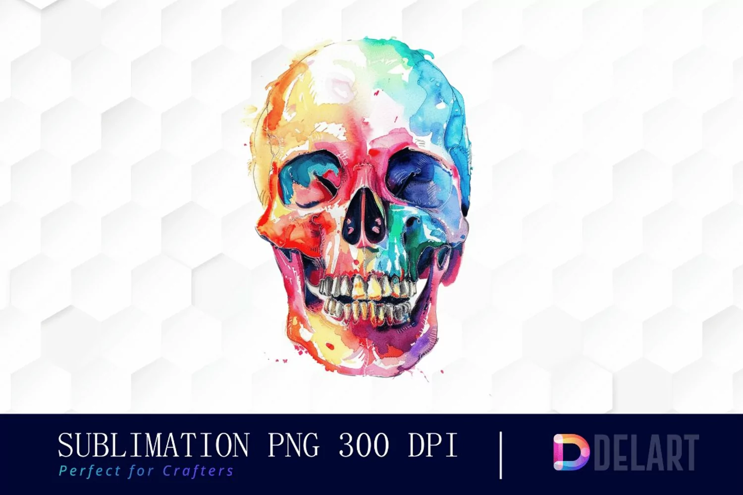 Colorful Skull Watercolor Clipart product image 1