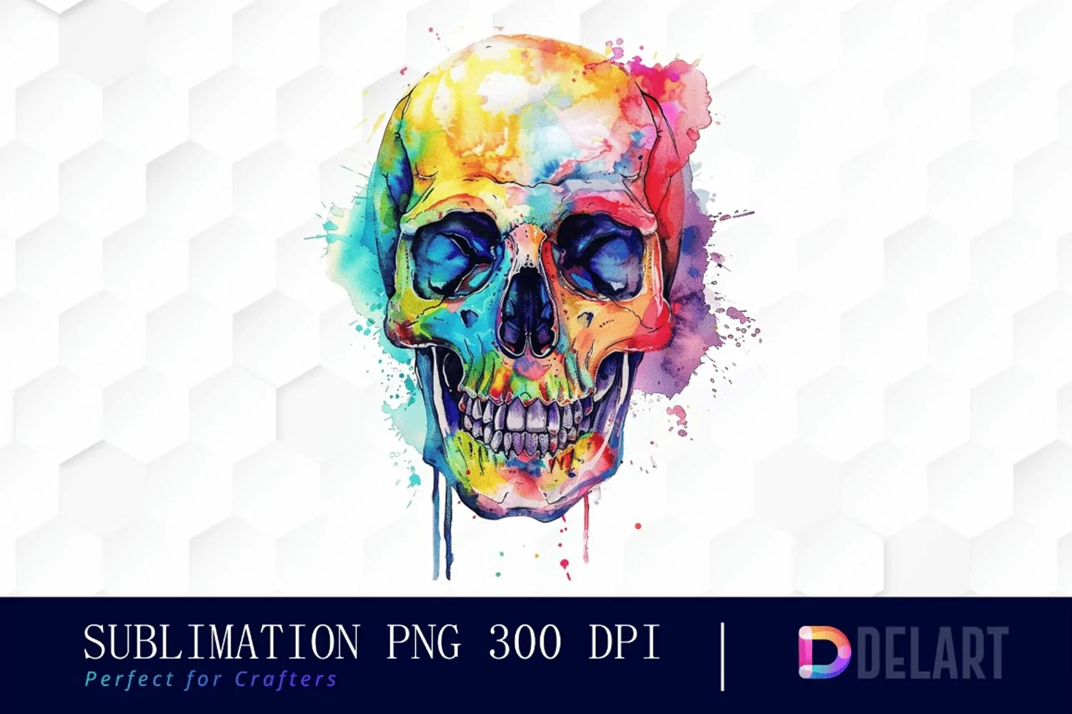 Colorful Skull Watercolor Clipart product image 1