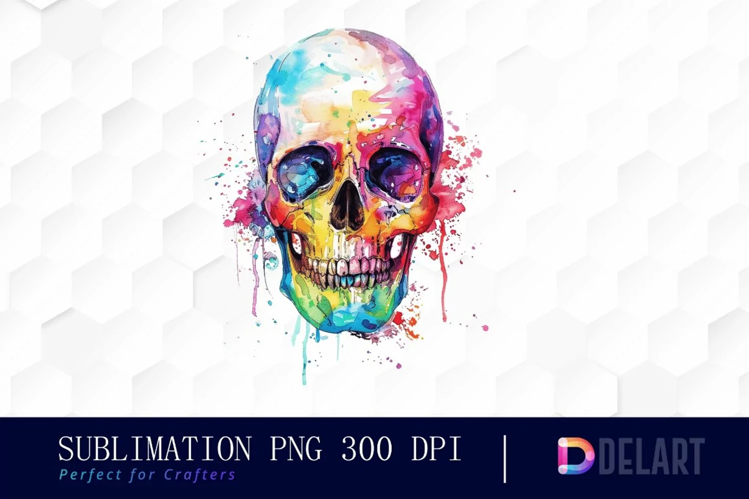 Colorful Skull Illustration Clipart product image 1