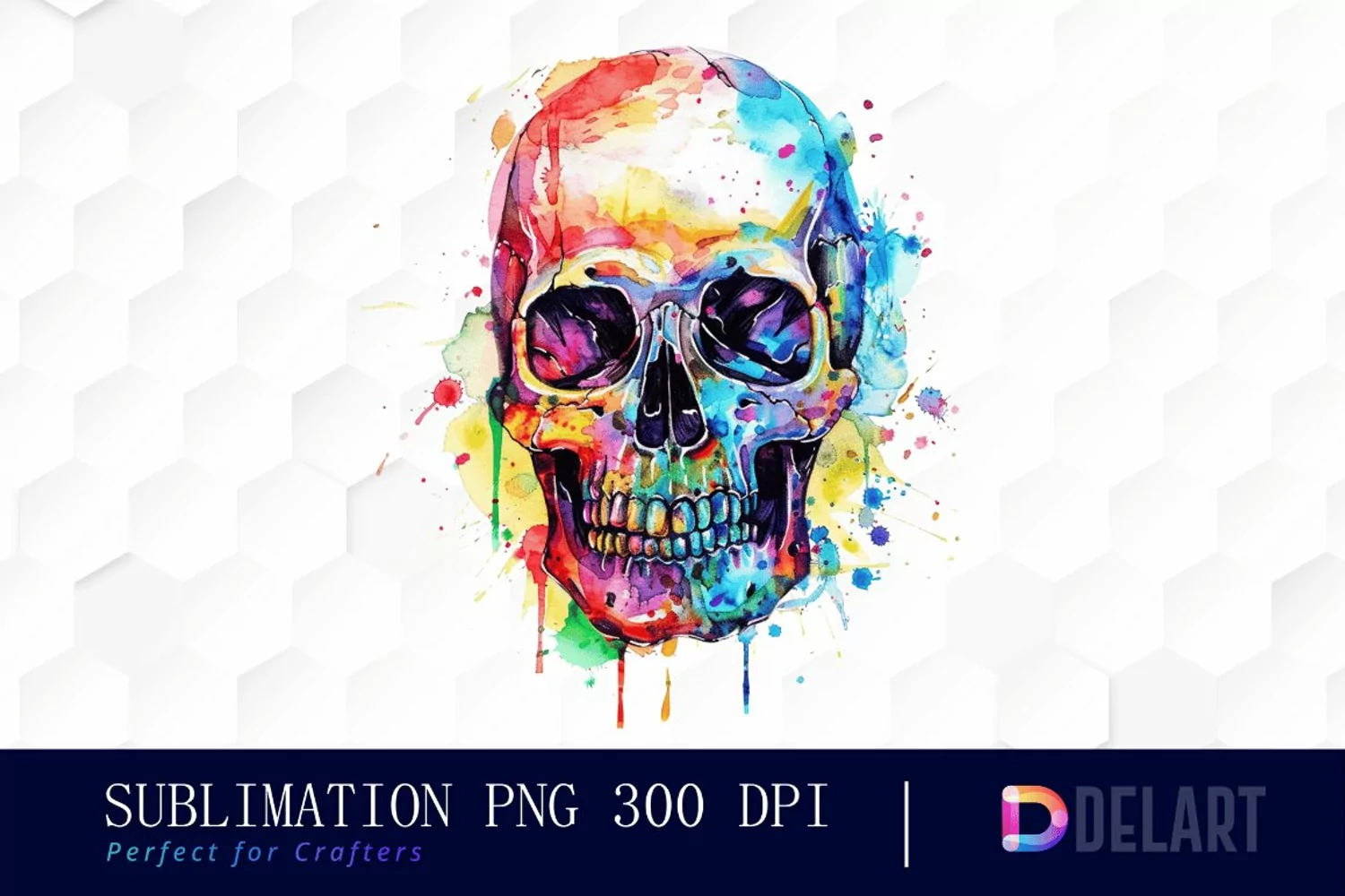 Colorful Skull Watercolor Clipart product image 1