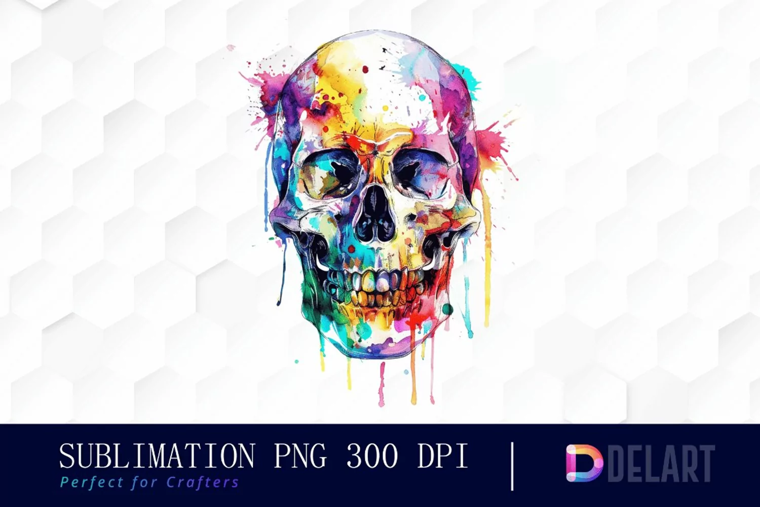 Colorful Skull Illustration Clipart product image 1