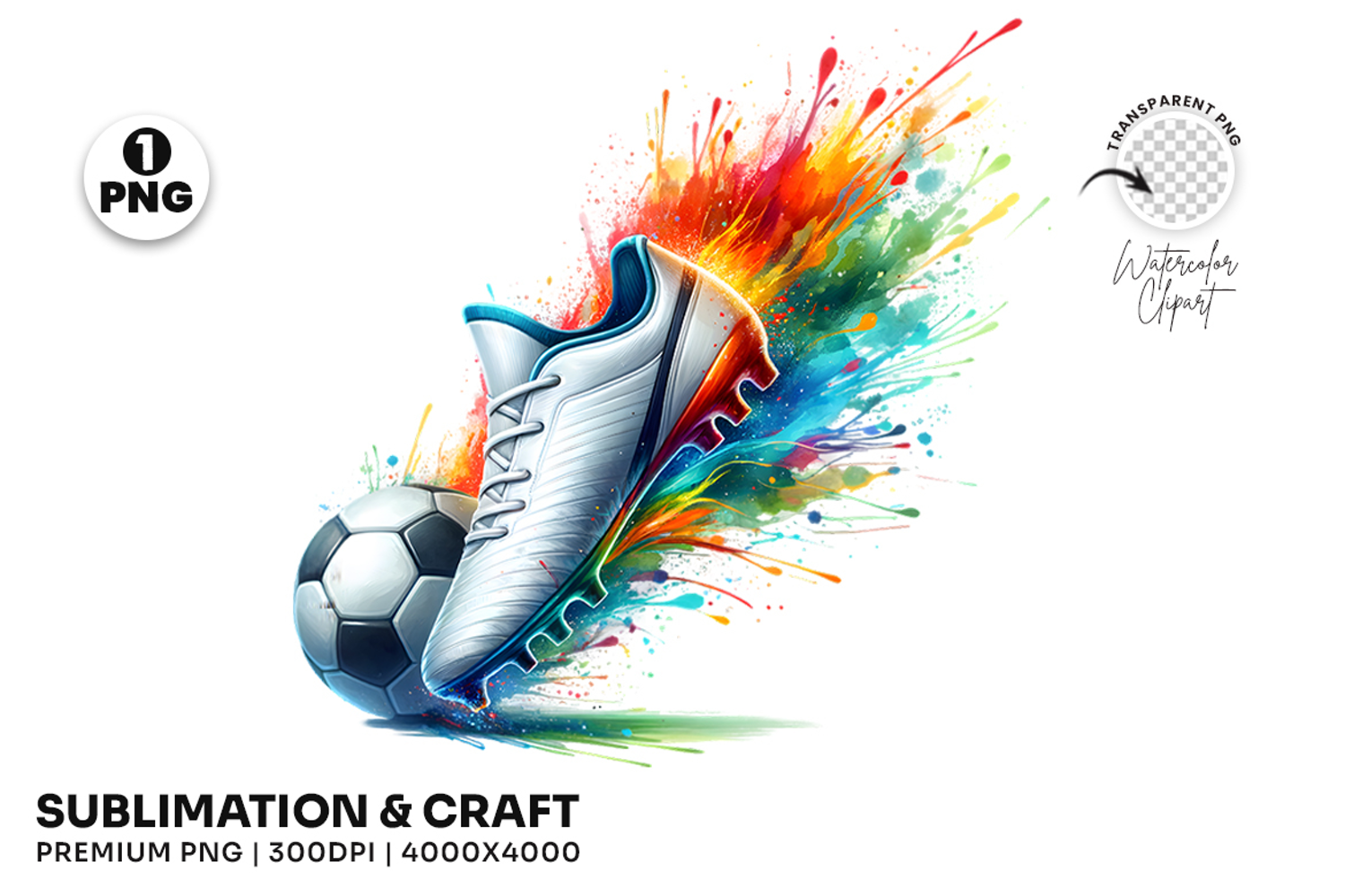 Soccer Cleats PNG, Colorful Clipart, Sublimation Design, Soccer Kick PNG, Sports Clipart, Football Boots, Digital Download, T-Shirt Design, Cricut Silhouette, Vibrant Graphics