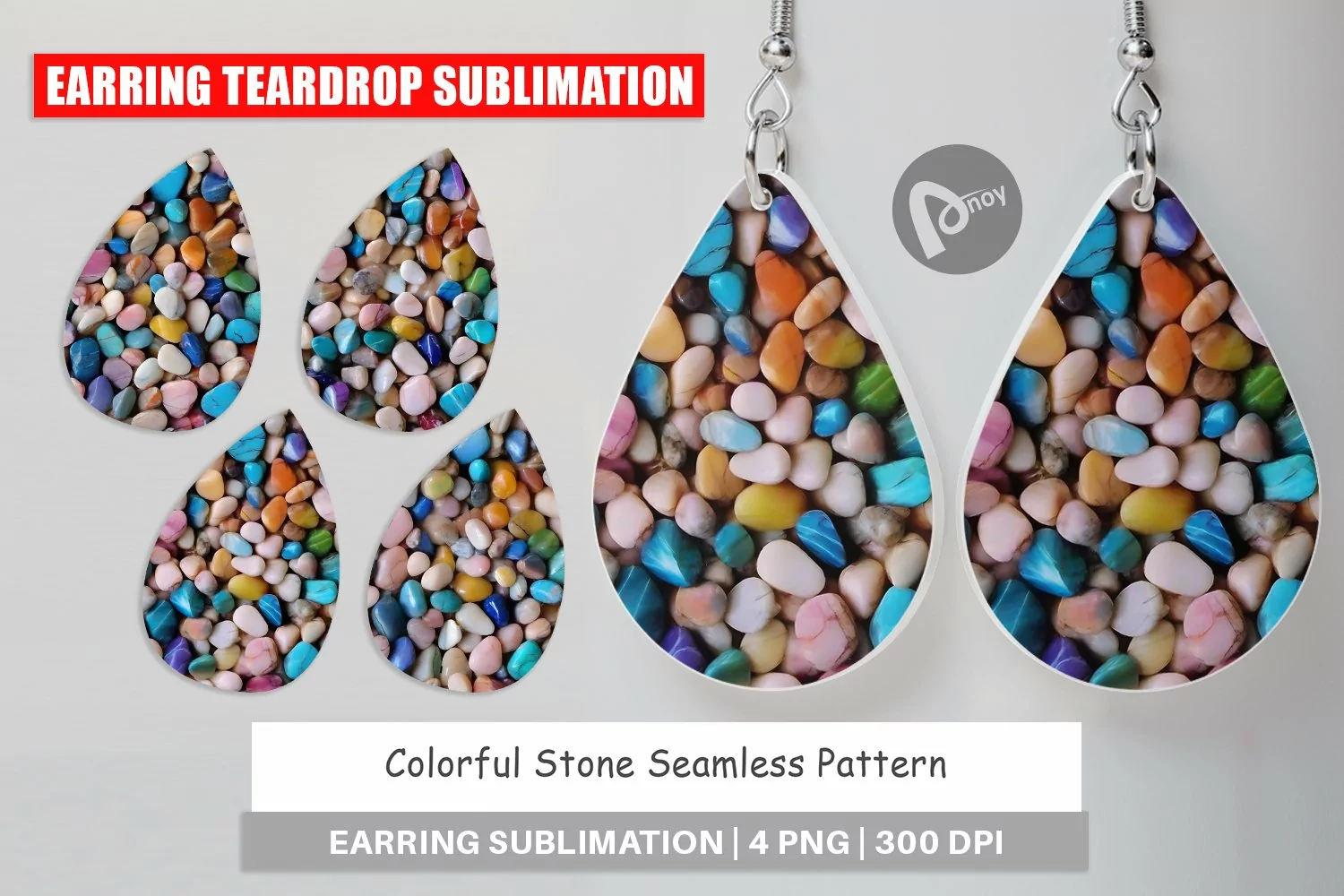 Earring Teardrop Colorful Stone Pattern product image 1