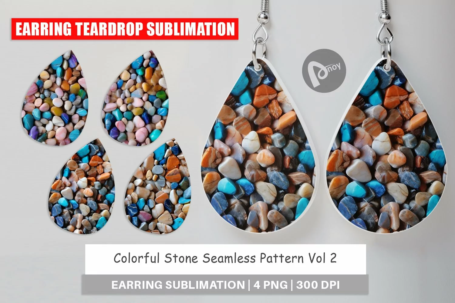 Earring Teardrop Colorful Stone Pattern product image 1
