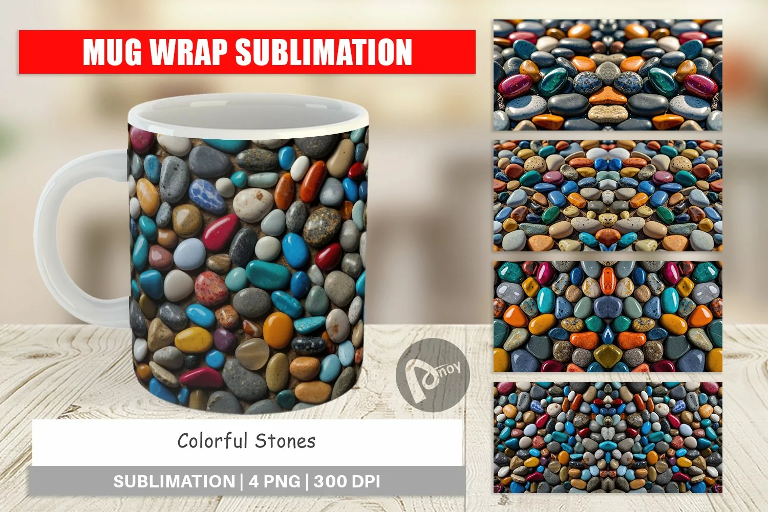 Mug Wrap Design Colorful Stones product image 1