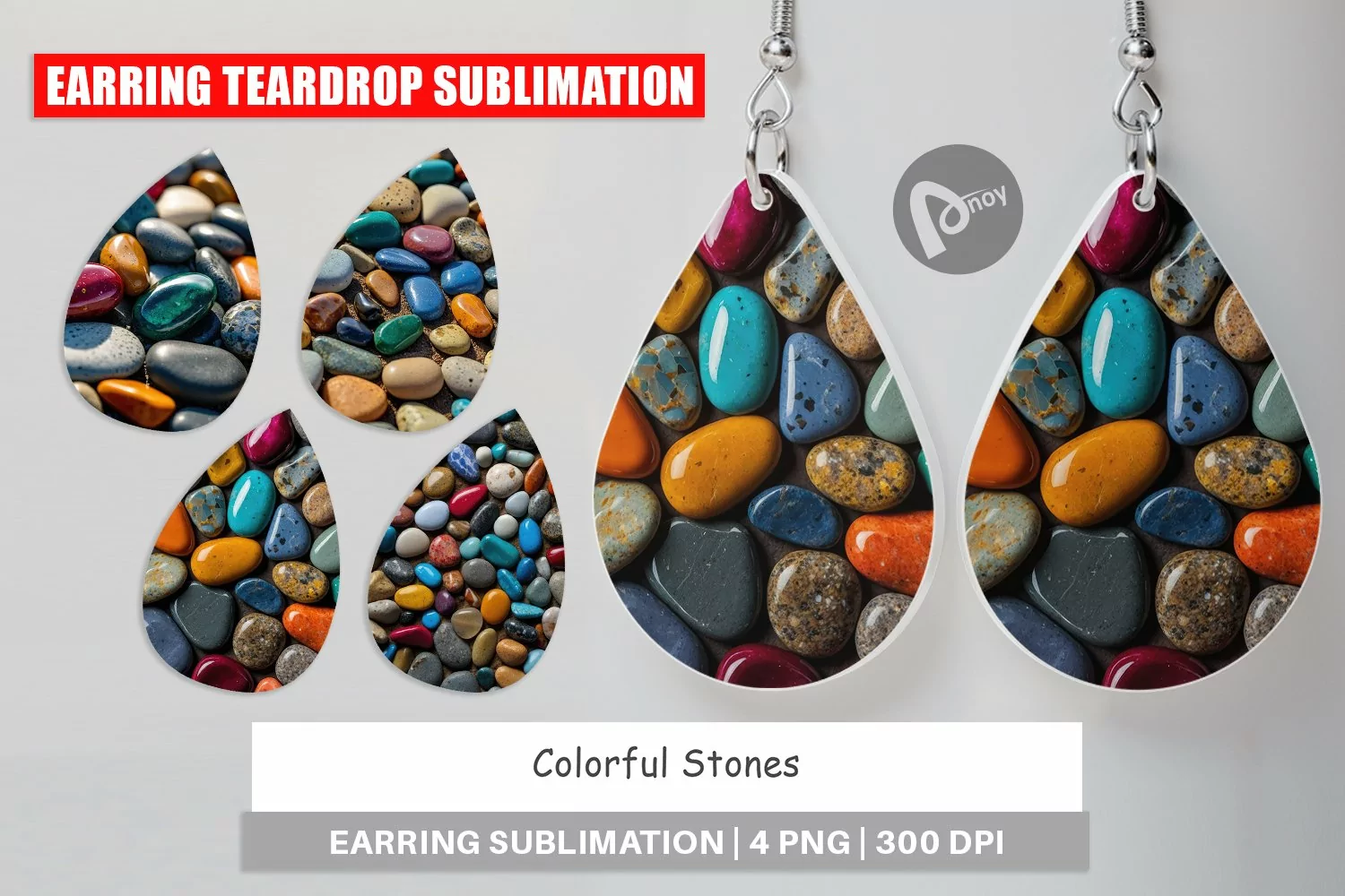 Earring Teardrop Colorful Stones product image 1