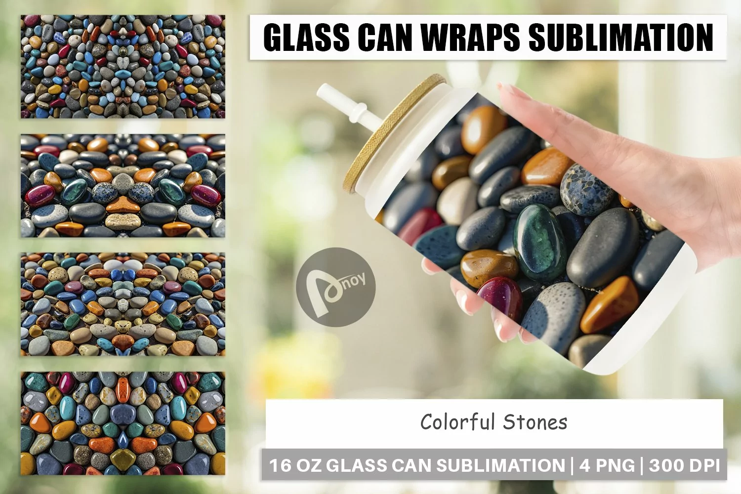 Glass Can Wraps Colorful Stones product image 1
