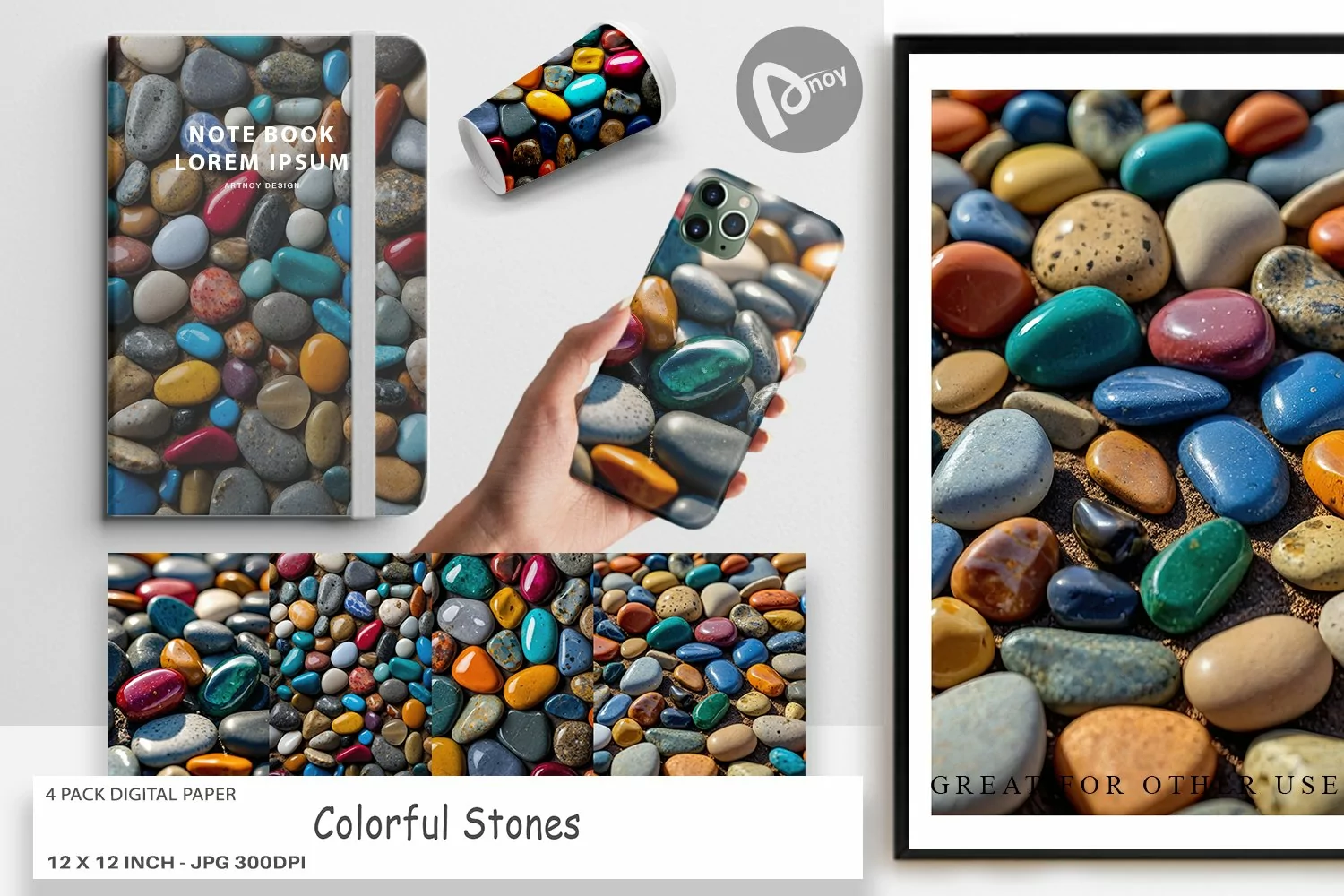 Digital Paper Colorful Stones product image 1