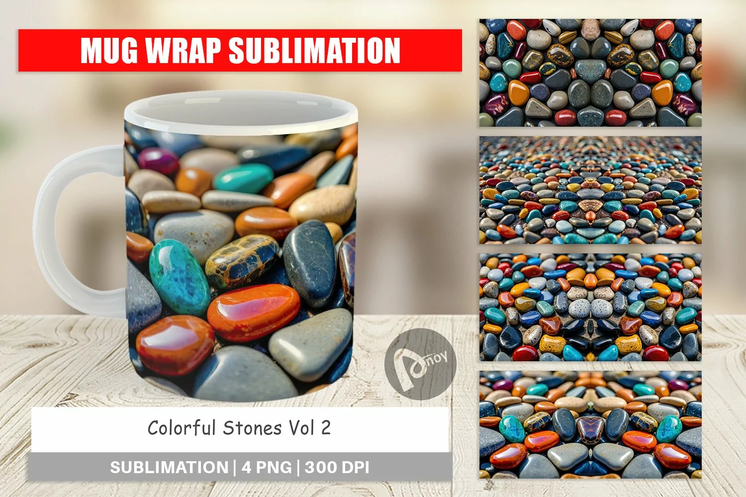 Mug Wrap Design Colorful Stones product image 1