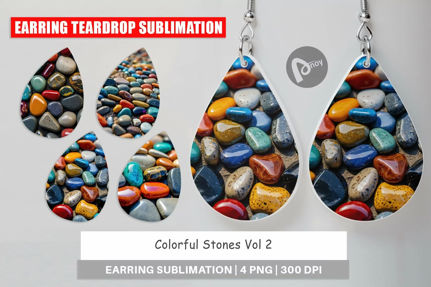 Earring Teardrop Colorful Stones product image 1