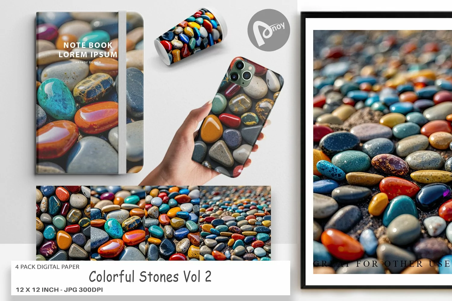 Digital Paper Colorful Stones product image 1