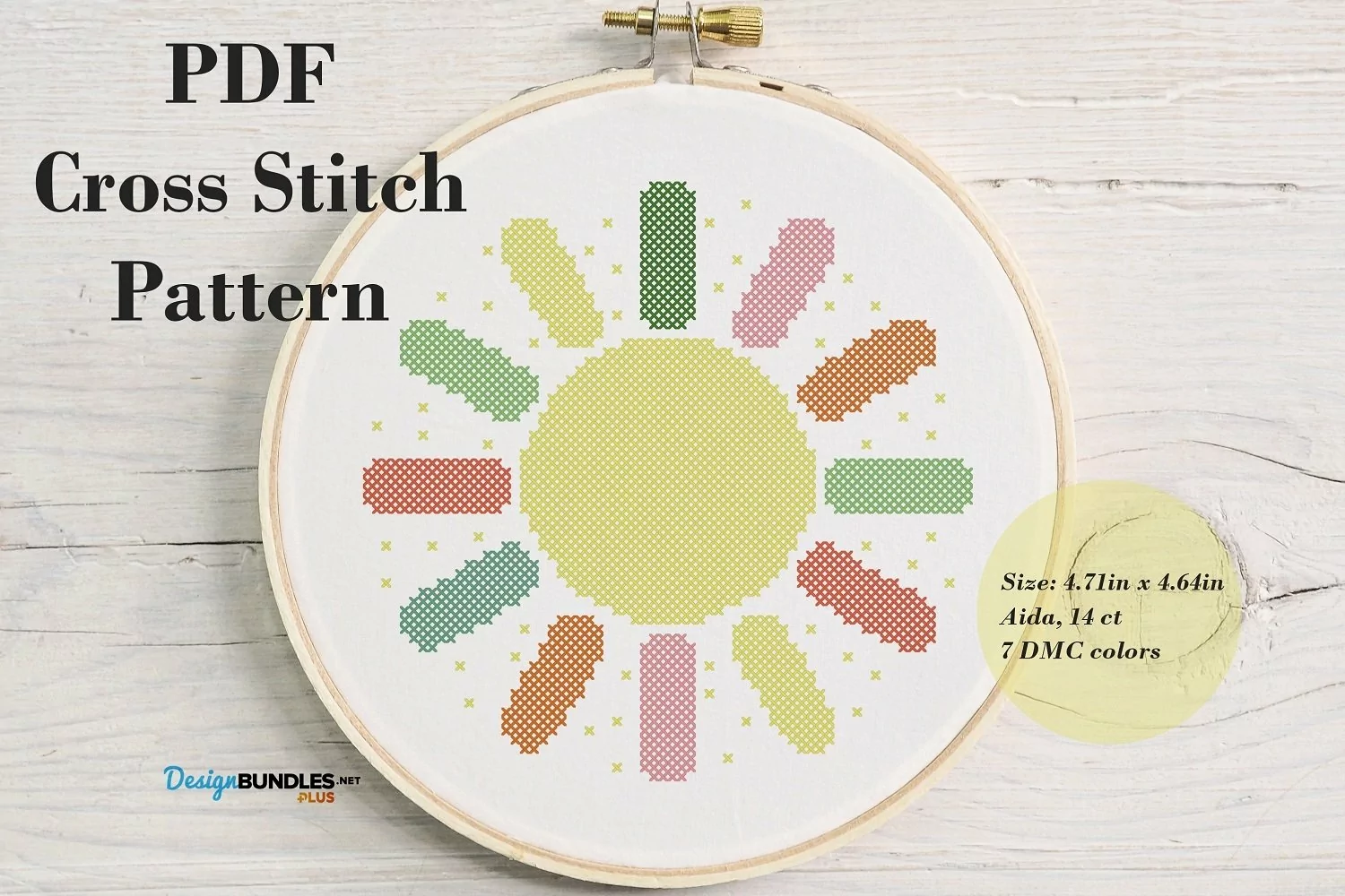 Colorful Sun Cross Stitch Pattern - Digital Download PDF product image 1