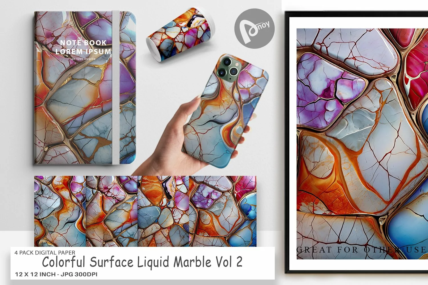Digital Paper Colorful Liquid Marble product image 1