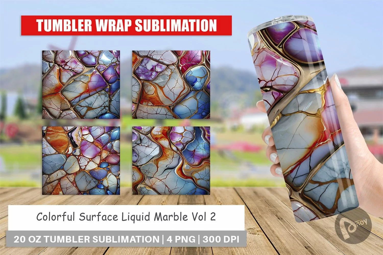 Tumbler Wrap Colorful Liquid Marble product image 1