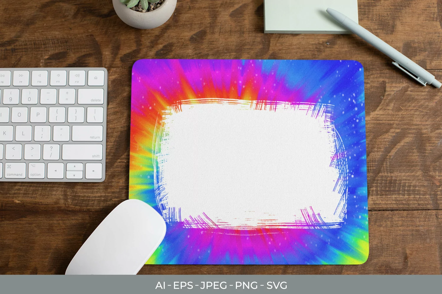 Colorful Tie Dye Watercolor for Sublimation Mouse Pad product image 1