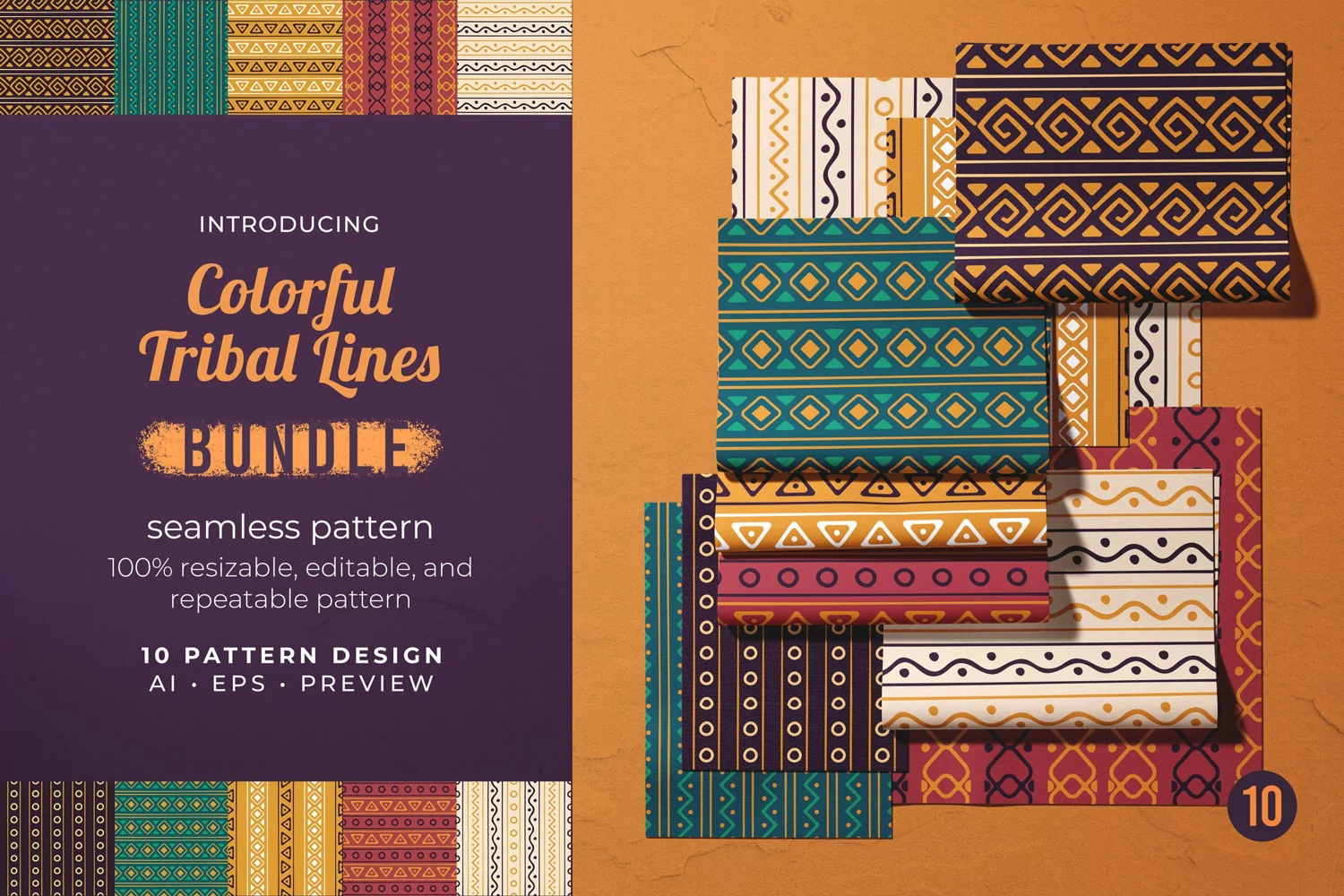 Colorful Tribal Lines - Seamless Pattern product image 1