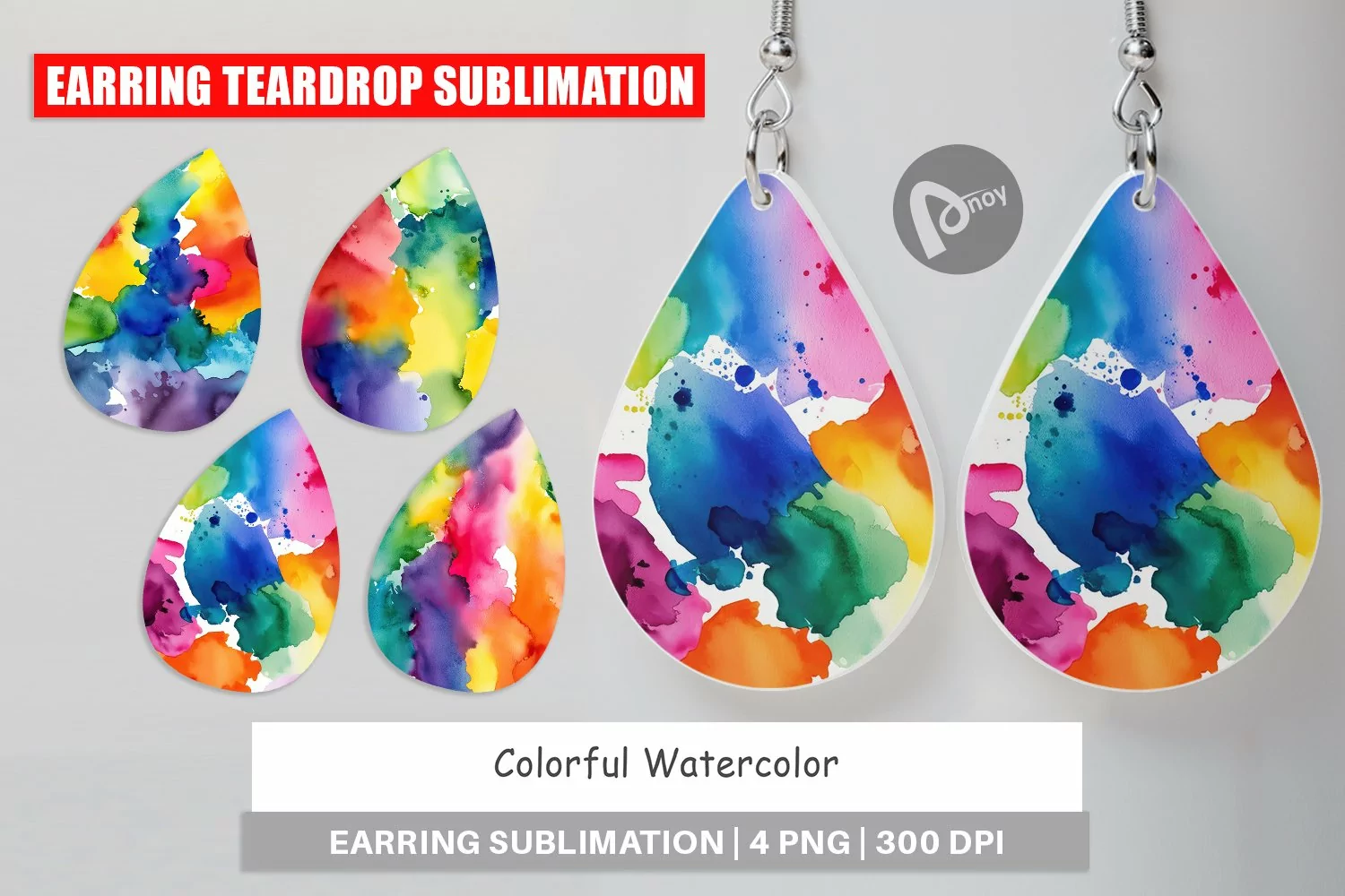 Earring Teardrop Colorful Watercolor product image 1